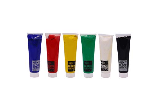 Linolfarbe für Linoldruck | 6 Farben | extra feine Pigmente | Künster Qualtität | DIY Linol Druck | 6 x 250 ml