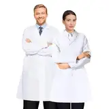 Y8HM Weißer Kittel Arztkittel Laborkittel Damen Herren Schutzkleidung Chemie Baumwolle Langarm mit Knöpfen & Tasche Medizinische Berufskleidung für Labor Hygiene & Mantel (S(163-168cm))