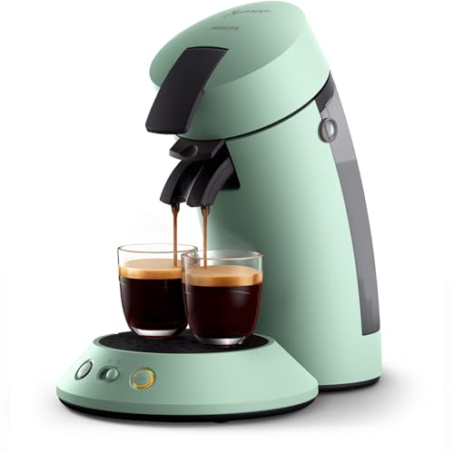 Philips Senseo Original Plus Kaffeepadmaschine mit Kaffeestärkeauswahl, Coffee Boost Technologie, aus recyceltem Plastik, Farbe: Wüstengrün (CSA210/80)