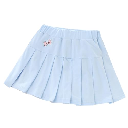 KODMNSW Faltenrock Mädchen Hosenrock Rock mit Hose Drunter Baumwolle Plisseerock Elastischem Bund Minirock Schleife Druck Sommerrock Röcke Skirt 1-9 Jahre Warehouse Deals Angebote Hellblau 5 Jahre