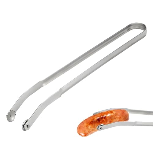 BBQ Grillzange Drehbar | 38 cm Wurst Grillzange Edelstahl mit Rädchen | Grillzange zum Servieren von Speisen | Hot Dog Zange Küchen Utensilien | 2024 Neue Küchenhelfer für Camping-Kochzubehör