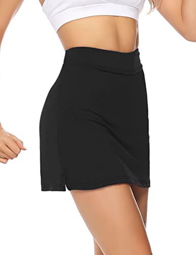 iClosam Tennisrock Damen Sportskort Hoher Taille Sport-Hosen Rock mit Taschen Hosenrock mit Innenshorts Dehnbar Skort mit Rock Kurzer Sport Rock für Sport Golf S-XXL