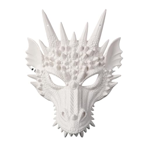 Eghunooye Drachenmaske Halloween Maskerade Masken Halbgesicht Cosplay Kostüm Erwachsene Halloween Cosplay Prop (Weiß, Einheitsgröße)