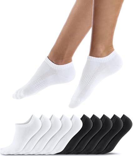 QINCAO Sneaker Socken Herren Damen 10 Paar Kurze Halbsocken Baumwolle Sportsocken Atmungsaktiv Laufsocken