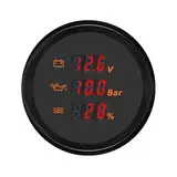 ELING 52 mm Multifunktionsanzeige 3 in 1 mit 12 V 24 V Voltmeter Öldruck Wasserstandsanzeige Messgerät 8 Farben Hintergrundbeleuchtung
