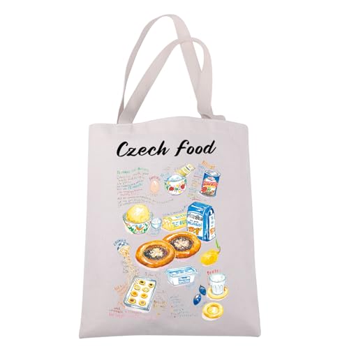 Tschechische Bäckerei-Rezept-Tragetasche, Geschenk für Tschechische Lebensmittel, Geschenk, Tschechische Republik, Keks-Umhängetasche, Feinschmecker-Thema, Geschenk, Dessert-Merch, Tschechisches Essen