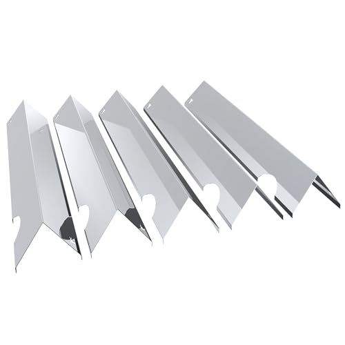 tuning-art GA33 Gasgrill Brennerabdeckung Edelstahl kompatibel mit Weber Genesis 2 300er Gasgrills | Brennerschutz | Passgenau, Farbe:5er Set Chrom Bulle