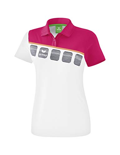 Erima Kinder 5-C Poloshirt, weiß/love rose/peach, 164