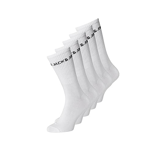 JACK & JONES Jungen Jacbasic Logo Tennissock 5 Pack Noos Jnr Socken, Weiß, 33-37 EU