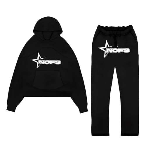 YiJee Jogginganzug Y2K Herren - 2-Teilig Tracksuit mit Hoodie und Sporthose | Streetwear Style | None of us Fashion Trainingsanzug für Herren und Damen