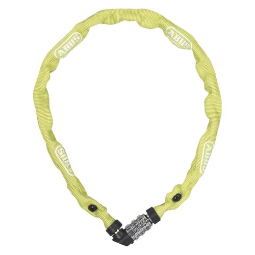 ABUS Kettenschloss 1200 Web – Zahlenschloss mit 3-stelliger Kombination – Kette aus gehärtetem Stahl – Leichtes Fahrradschloss mit Farbauswahl – Fahrradzubehör – 60 cm – Grün/Lime