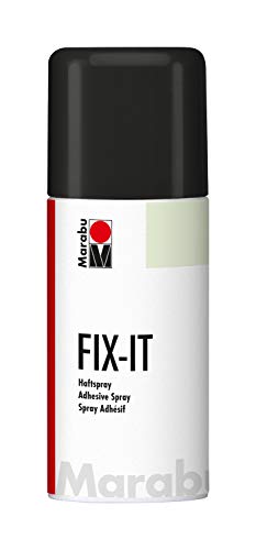 Marabu 23112006000 - Fix it Haftspray, zum mehrfachen Fixieren von Schablonen aus Papier, Karton und Kunststoff, mit Wasser abwaschbar, für exakte Motivkonturen, 150 ml, transparent