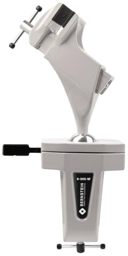 BERNSTEIN Spannfix Kugelgelenk-Schraubstock Drehbar 360° + 45° Neigbar | Weiß | Zum Anklemmen an die Werkbank | Backenbreite 50mm | Tischschraubstock Weiß | Spannweite 70 mm