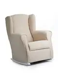 Sillonea - Stillsessel Rom - Ergonomischer Stillstuhl | Babysessel mit fleckenabweisendem Stoff | Beige und weiß lackiertes Holz | Maße: 96 x 74 x 77 cm