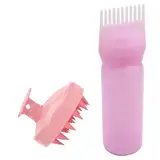 2 Stk Haaröl Applikator Set, Wurzelkamm Applikator Flasche und Haare Massagebürste, Haarfärbebürste Flasche Wurzelkamm Applikator Haarfärbemittel Kamm und Kopfmassage Bürste Hair Oil Applicator Bottle