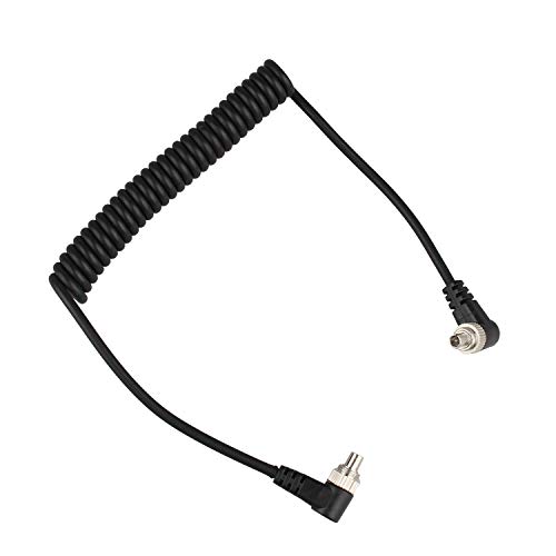 Futheda PC zu PC, Stecker auf Stecker, Blitz, PC, Sync-Kabel, Verlängerungskabel, 30,5 cm, Spiralkabel mit Schraubverschluss, kompatibel mit DSLR-Kameras