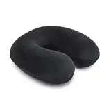 Amazon Basics Halbkreisförmig Nackenkissen aus Memoryschaumstoff, Schwarz