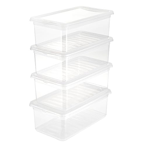 keeeper Aufbewahrungsboxen mit Air Control System, 4-teiliges Set, 4 x 5,6 l, 33 x 19,5 x 12 cm, Bea, Transparent