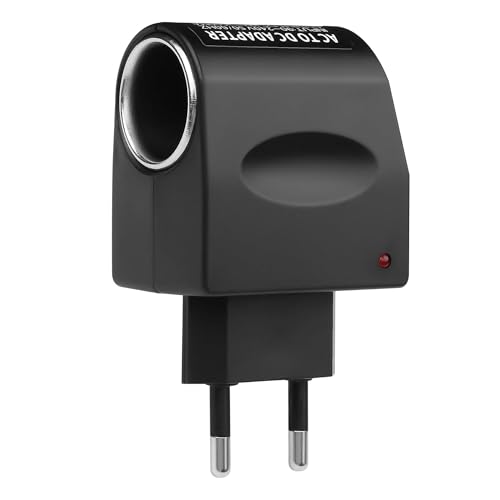 CERRXIAN AC-zu-DC-Konverter,Europäischer Stecker-auf-Auto-Zigarettenanzünder-Adapter 230 V auf 12 V und 500 mA, max. 6 Watt, Auto-Netzteil, Mini-Spannungswandler, EU-Stecker