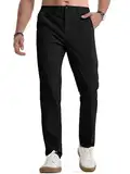 Elegancity Herren Chinohose Schwarz Stretch Freizeithose Regular Fit Stoffhose Anzughose Einfarbig 60% Baumwolle Passform Mit Bundgummi 3XL