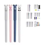 Radierbare Gelstifte, Süßes Cartoon Radierstift-Set Mit Radiergummi Ohne Blatt Zu Verbrauchen, 0,5mm Spitze, Schulsachen Für Kinder, Studenten, Schule, Büro (4 Stück, Schwarz)