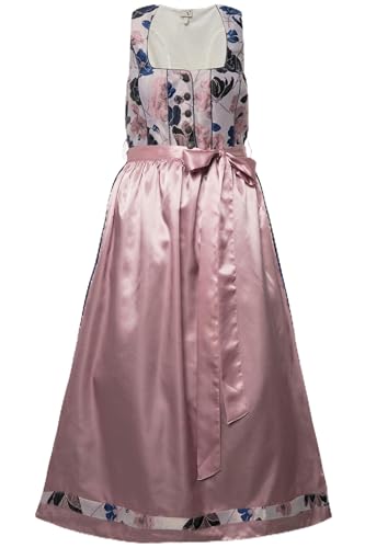 Ulla Popken Damen große Größen Übergrößen Plus Size Dirndl, Blüten, Schmuckknöpfe, Carree-Ausschnitt, ärmellos Rose 52 828915520-52