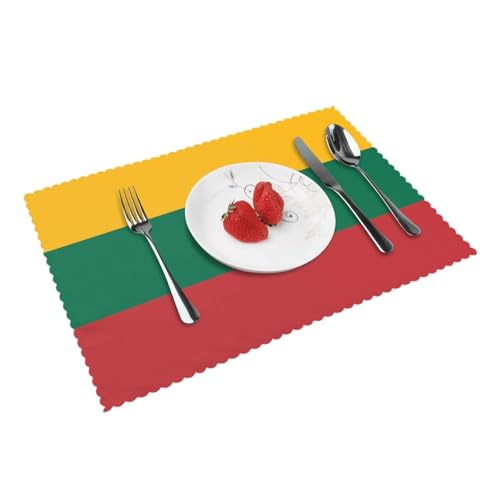 Platzsets mit Flagge von Litauen, waschbar, leicht zu reinigen, hitzebeständig, schmutzabweisend, Küchen-Tischsets, 30,5 x 45,7 cm, 4 Stück