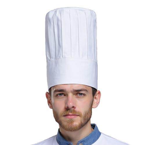 VPB Kochmütze Unisex,Verstellbar Kochhut,Koch Mütze,Baumwolle Kochmütze Damen Herren,Professionel Kochmü für Restaurant Kochen BBQ Backen(weiß)