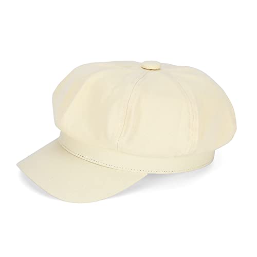 MK MATT KEELY Schirmmütze Damen Baskenmütze Newsboy Barett Cap Damen Ballonmütze mit Visier für Vier Jahreszeiten,Beige