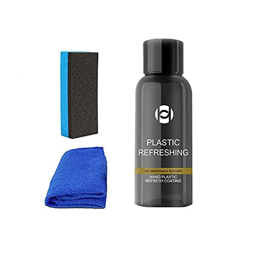 Reparaturmittel für Autokunststoffe, Auto-Kunststoff-Leder-Renovierungsmittel, Auto Plastics Parts Refurbishment Kit, Kunststoff Leder Restorer, Auto-Kunststoff-Restaurator mit Schwamm, 50ml