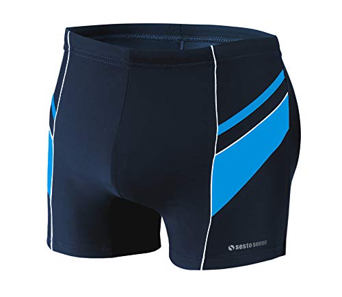 sesto senso Herren Badehose Eng Schwimmhose Enganliegende Bademode Swimming Shorts BD 357 4XL Blau