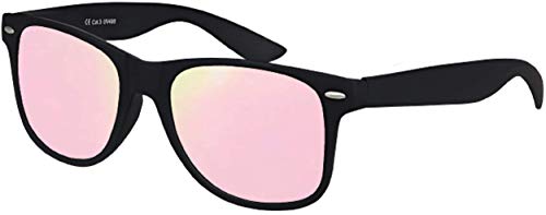 Balinco Sonnenbrille UV400 CAT 3 CE Rubber - mit Federscharnier für Damen & Herren (schwarz - Rose/pink)