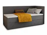 Boxspringbett Flame mit Bettkasten - Einzelbett mit Bonell-Matratze und Topper, Polsterbett, Universelle Bettseite, Bett, Schlafzimmer, Kinderzimmer (Graphit (Kronos 22), 100 x 200 cm)