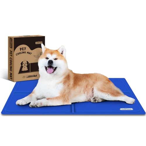 Nobleza Kühlmatte Hunde Extra Groß, 120 * 80cm, Kühldecke Selbstkühlend Ungiftige Gelauflagen, Kühlmatratze im Sommer, Blau, XXL