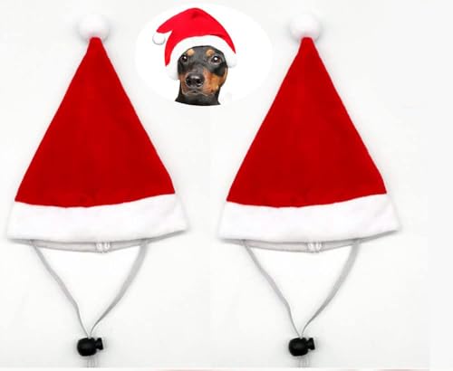 Nikolausmütze Haustier, 2 Stück Hund Katze Weihnachtsmütze, Nikolausmütze, Verstellbare Elastische Weihnachtsmütze, Hunde Mütze, Weihnachtsmütze Hund, Weihnachtsdeko-Mütze für Haustiere