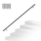 Randaco Edelstahl Handlauf Treppengeländer Geländer Wandhandlauf Wand Treppe inkl. Wandhalterung und Endkappen, für Innen & Außen Treppen Balkon Brüstung, Länge:140 cm