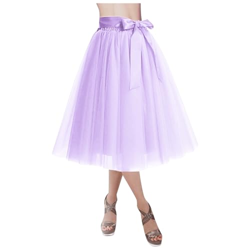 2025 - Damenrock Tutu Lolita Kurzer Petticoat Midirock für Elegante Anlässe Warm Damen (Purple, One Size)
