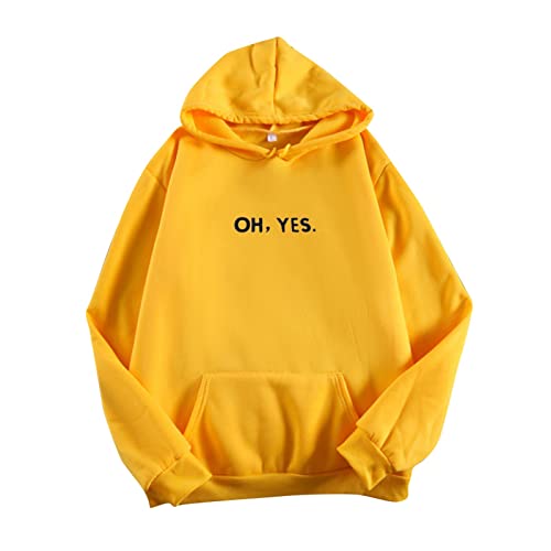 Hoodie Double Thread Fleece Sweatshirt Hoodie Für Männer Und Frauen Trainingsanzug Pullover Sportswear Unisex (Yellow, XXXL)