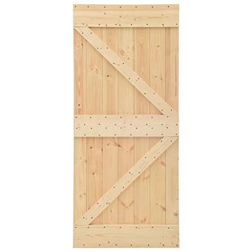 vidaXL Kiefernholz Massiv Tür Rustikal Holzschiebetür Holztür Schiebetürsystem Schiebetürbeschlag Zimmertür Innentür Schiebetür 100x210cm