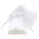 Teaaha 50 Stück Organzasäckchen 8 x 10cm Organza Säckchen Klein, Schmuckbeutel Organza Säckchen Beutel für Valentinstag Hochzeit Geburtstag Weihnachten Süßigkeiten Geschenksäckchen mit Schnur