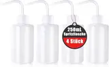 AnaTI 4 Stück Spritzflasche, 250ml Laborflasche Waschflasche Squeeze Flasche Sprühflasche Transpartent Kunststoff für Laborreinigung Pflanzenbewässerung