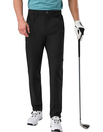 Pioneer Camp Herren Golfhose Stretch Atmungsaktiv Lang Golf Pants mit Elastischer Bund und 3 Funktionelle Taschen Schwarz Größe:34
