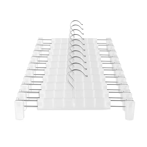 GUANJUNE Kleiderbügel,Platzsparende Rockhalter mit 360 ° Schwenkhaken,Verstellbare Clips Hosenbügel,Kleidung Mantel Kleidungsstück Jeans Kleiderbügel (10er Pack, Transparent)