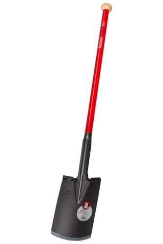 IDEAL-KRAFTSPATEN Plus | für härteste Erdarbeiten mit Hebelwirkung von über 2 t | extra Starkes Spatenblatt, scharf angeschliffen, mit Tritt, Stahlrohrstiel 92 cm mit Hartholzknauf