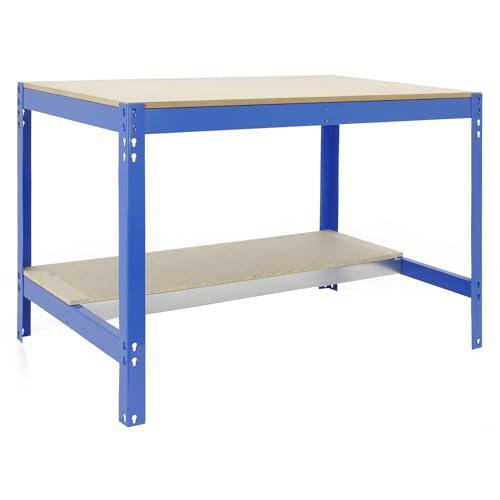 Simonrack Werkbank 400 kg Belastbarkeit-BT0, BLAU/Holz, 84,2x91x76