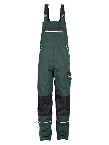 TMG® | Lange Arbeitslatzhose Herren, Grüne Latzhose mit Kniepolstertaschen aus Cordura, viel Stauraum, robust | 50