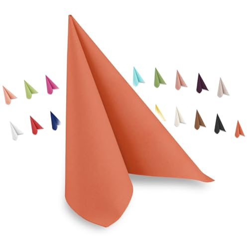 Hypafol Airlaid-Serviette orange | 50 St. | unterschiedliche Farben für jeden Anlass | 40 x 40 cm | abgestimmt auf Einrichtung & Dekoration | für Gastronomie und Zuhause