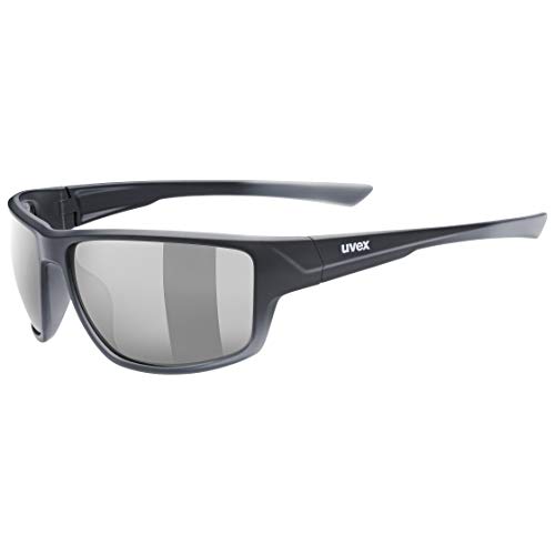 uvex sportstyle 230 - Sportbrille für Damen und Herren - verspiegelt - Filterkategorie 3 - black matt/silver - one size