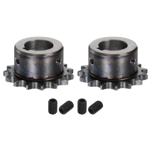 QUARKZMAN 2 Stück ISO/DIN 06B-1 Rollenkettenrad B-Typ 20mm Bohrung, 3/8" Teilung, A3-Stahl Einzelstrang Rollenkettenrad gehärtet 15 Zähne