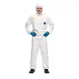 DuPont Tyvek 500 Xpert Chemikalienschutzkleidung mit Kapuze, KategorieII, Typ 5-B und 6-B Robust und Leicht Weiß Größe XL